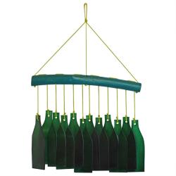 Mobile, recycled glass, 12 bottles green
