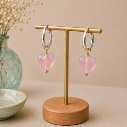 Earrings Glass Heart Peach