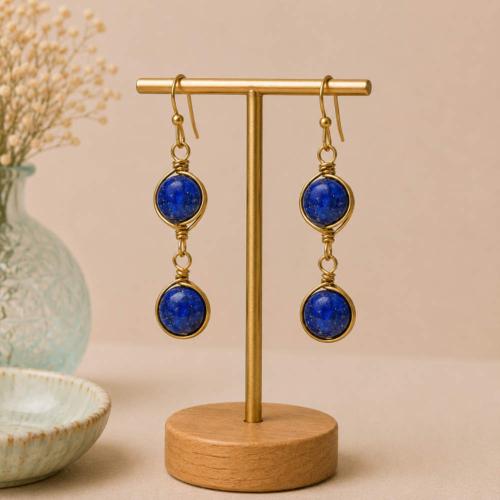Earrings double drop lapis