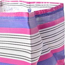Planter plant holder recycled plastic cement bags, pink blue stripes 15x15x15cm