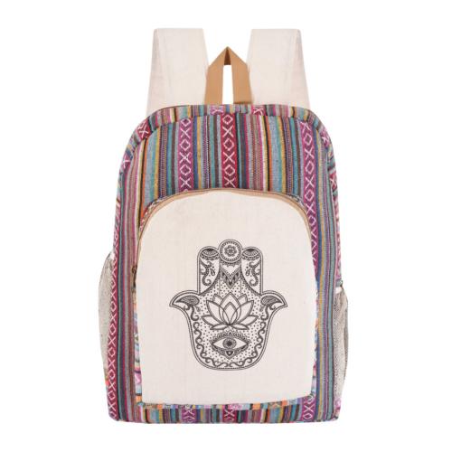 Backpack / Rucksack Recycled Cotton Hamsa Hand 28 x 8 x 42cm