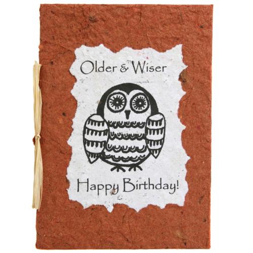 Birthday card, owl, brown