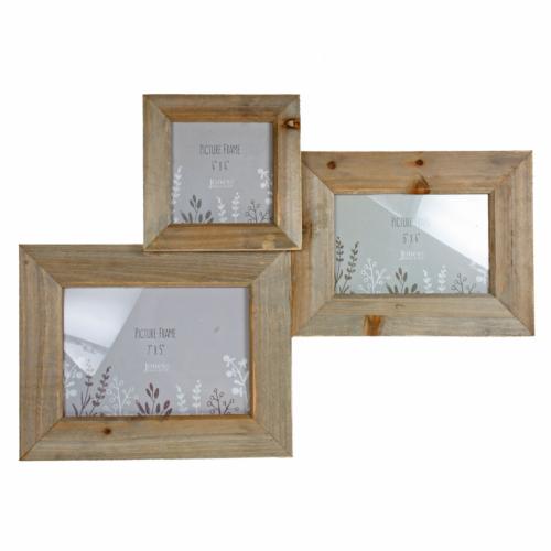 Triple Rustic Sustainable Wooden Multi-Photo Frame 7x5, 6x4, 4x4"