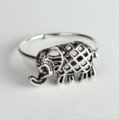 Ring, silver colour, Elephant