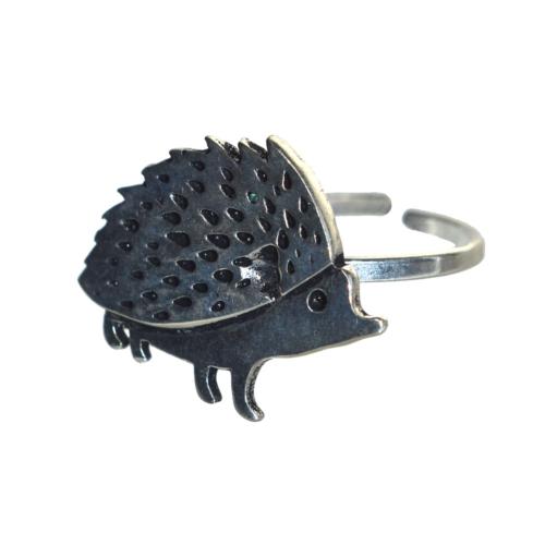 Ring, Silver coloured Hedgehog 2cms (adjustable) Motif 2 (L) x 2 (W) cm