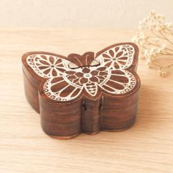 Puzzle Box Butterfly Shape Sheesham Wood 13 × 5 × 9cm