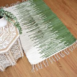 Rag rug, recycled cotton, green/white gradient 80 x 120cm