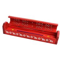 Incense stick and cone smoke box with storage, red