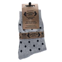 Socks Recycled Cotton / Polyester Stripes + Dots Grey Blue Shoe Size UK 3-7 Womens