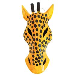 Mask Albesia Wood Giraffe Black Spots on Orange 20cm