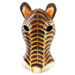 Mask Albesia Wood Big Cat Orange Brown 20cm