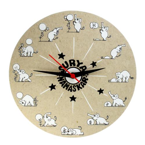 Clock, elephant poo paper/board, Surya Namaskar poses, colours vary