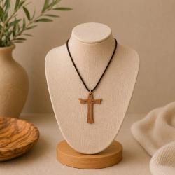 Pendant olive wood, cross with Jesus, 4 x 5.5cm
