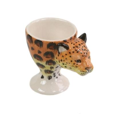 Novelty cheetah egg cup ceramic hand painted