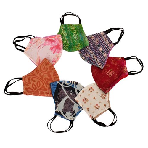 Face covering recycled saris, assorted colours, medium 21x15.5cm