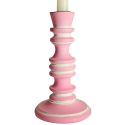 Candlestick/holder hand carved eco-friendly mango wood pink 18.5cm height