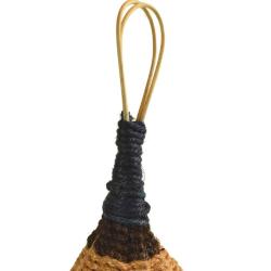 Bird house cane & rope natural & black 35cm height