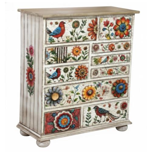 Mini Chest Mango Wood 10 Drawers Garden 72x30x90cm