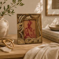 Photo Picture Frame Hand Carved Wood Cutout 5x7 inch Photo
