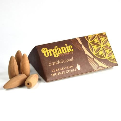 Organic Goodness Sandalwood 12 Back-Flow Incense Cones