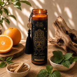 Candle in Glass Jar Esoteric Good Fortune, Patchouli and Orange 300g