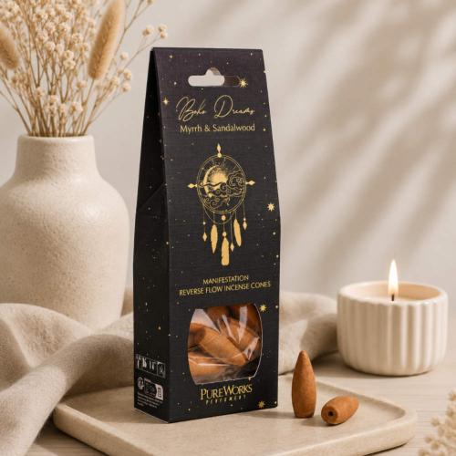 Back-Flow Incense Cones Esoteric Boho Dreams, Myrrh and Sandalwood