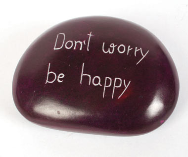 Paperweight purple Don't worry be happy