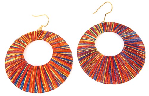 Thread earrings bright multicoloured circle