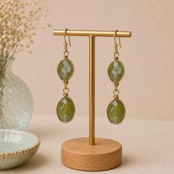 Earrings double drop vesuvianite