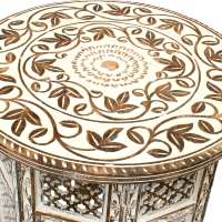 Coffee/Occasional table  hand carved eco mango wood round, whitewashed