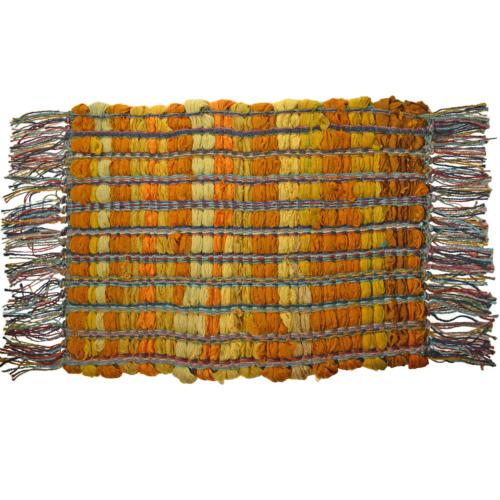 Rectangular placemat recycled cotton & polyester rag yellows 32x22cm