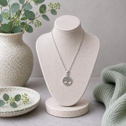 Pendant Necklace Silver Colour, Tree of Life in Circle