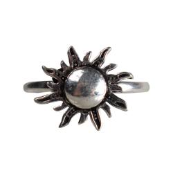 Ring, silver colour, Sun