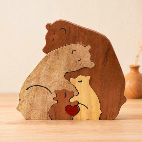 Bears Jigsaw Puzzle Mango Tun and Papri Wood 18 × 2.5 × 18cm
