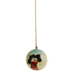 Hanging bauble, Santa with tree, papier maché