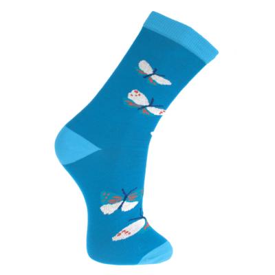 Bamboo Socks Butterflies Blue Shoe Size UK 3-7 Womens Fair Trade Eco