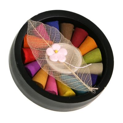 Mixed incense cones in round box