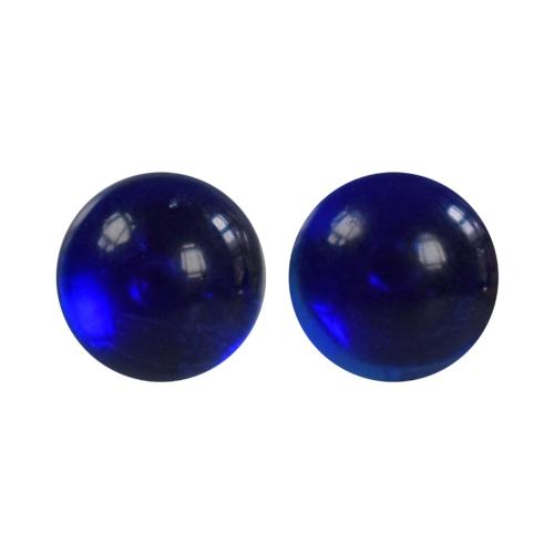 Ear studs, glass ‘Dichroic Moon’ round deep blue 1cm diameter