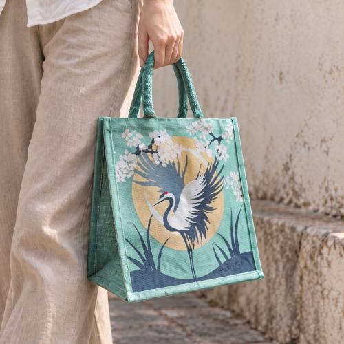 Jute shopping bag, Crane 30x30cm