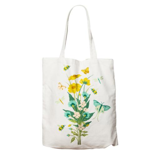 Tote Bag Recycled Cotton Insects and Flowers 36 x 40cm