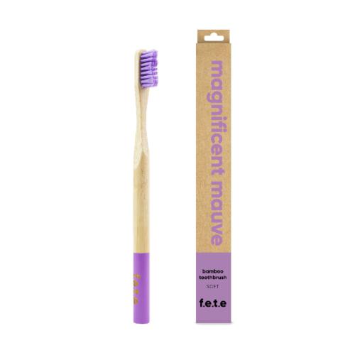 Magnificent mauve soft bristled adult’s toothbrush made from eco-friendly Bamboo