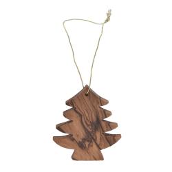 Hanging Christmas decoration, olive wood, tree 5 x 6cm