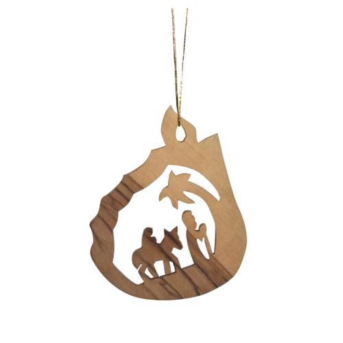 Hanging Christmas decoration, olive wood, Mary and Joseph 6 x 7cm
