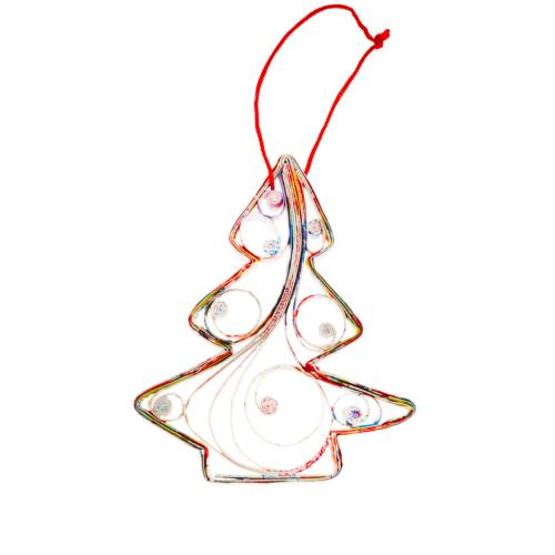 Christmas tree hanging decoration, recycled paper 9cm