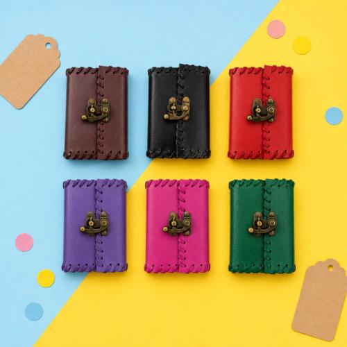Mini Recycled Leather Notebooks, Set of 36 in Six Colours