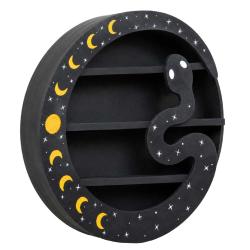 Snake & Moons Albesia Wood Wall Shelf