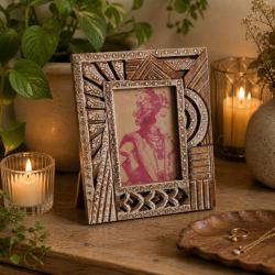 Photo Picture Frame Hand Carved Wood Cutout 4 x 6 inch Photo