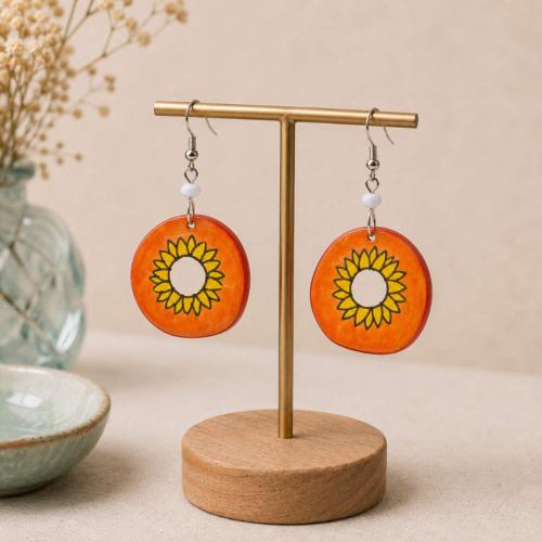 Earrings Sunflower Orange 2.8 x 2.3cm