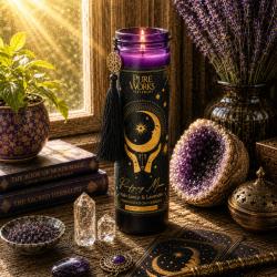 Candle in Glass Jar Esoteric Purifying Moon, Palo Santo and Lavender, 300g