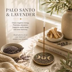 Incense Sticks and Burner Esoteric Purifying Moon, Palo Santo and Lavender